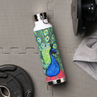 Displaying Peacock Painting Water Bottle