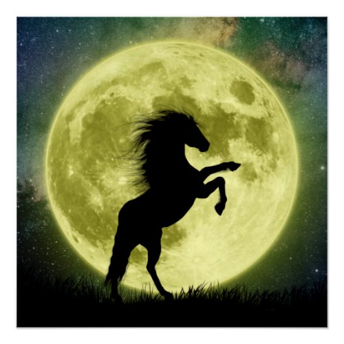 Displays The horse and the yellow moon Poster