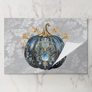 Disposable Beautiful bejeweled blue pumpkin Paper Pad