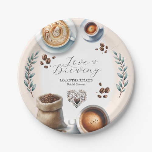 Disposable Bridal Shower Plates Love is Brewing