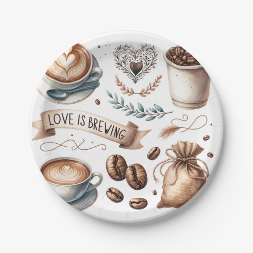 Disposable Bridal Shower Plates Love is Brewing