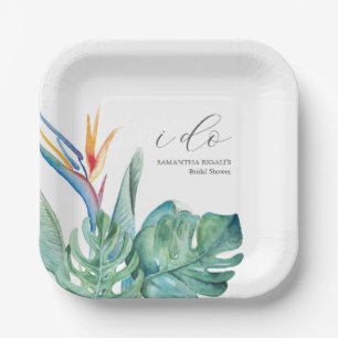 Disposable Bridal Shower Plates Tropical Flowers