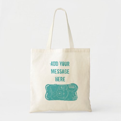 Disposable Camera Custom Message Teal Blue Tote Bag