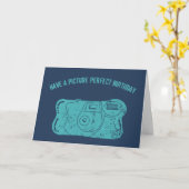 Disposable Camera Custom Message Teal, Navy Blue Card (Yellow Flower)