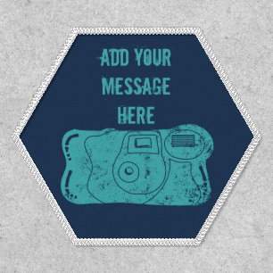 Disposable Camera Custom Message Teal, Navy Blue Patch