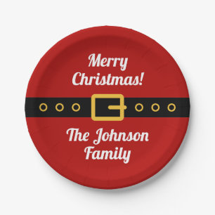 Disposable Christmas plates with Santa Claus print