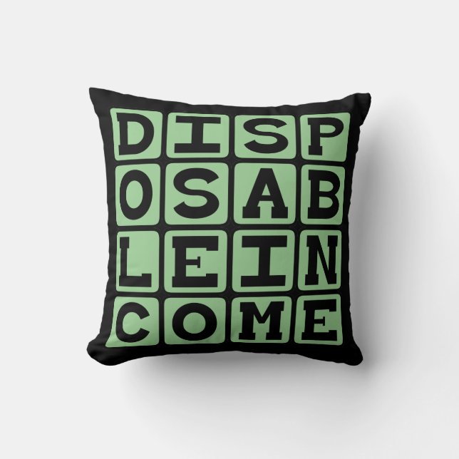 Disposable Income, Extraneous Money Throw Pillow (Front)