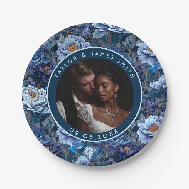 Disposable Peonies Plates For Summer Wedding Party (Front)