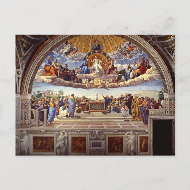 Disputation of the Holy Sacrament by Raphael Holiday Postcard (Front)