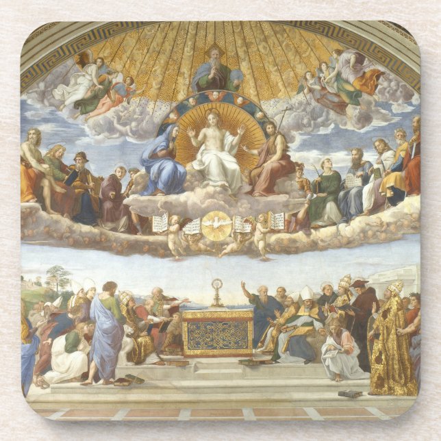 Disputation of the Holy Sacrament, Raphael Sanzio Beverage Coaster (Front)