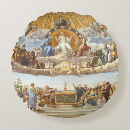 Disputation of the Holy Sacrament Raphael Sanzio Round Pillow