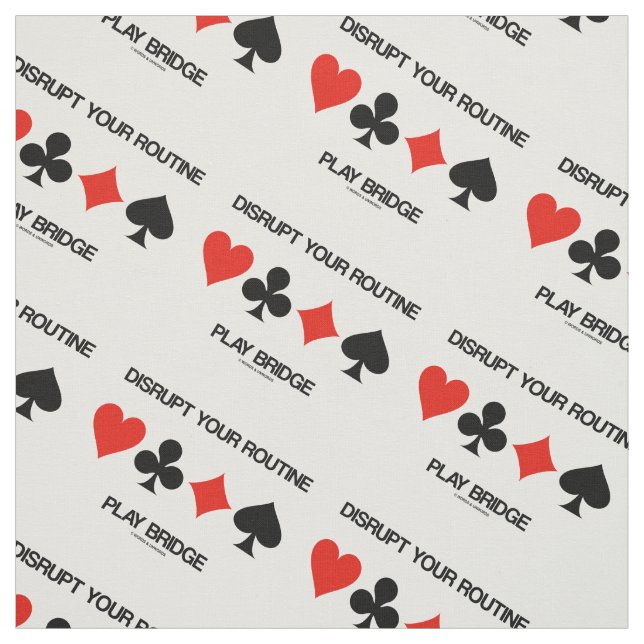 Disrupt Your Routine Play Bridge Four Card Suits Fabric (Swatch)