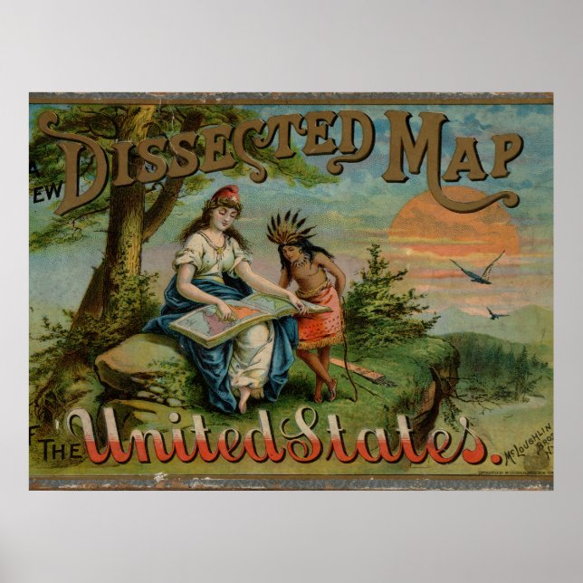 Dissected Map ,United States, Vintage  Poster (Front)