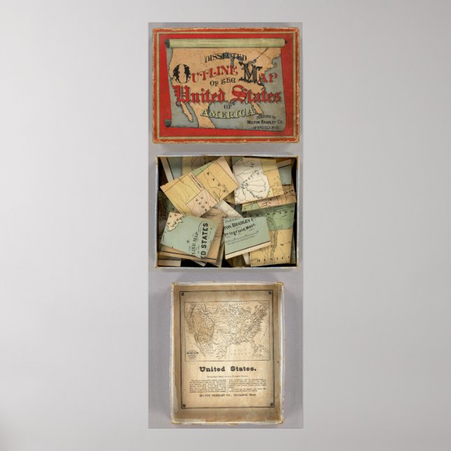 Dissected Outline Map, United States of America Poster (Front)