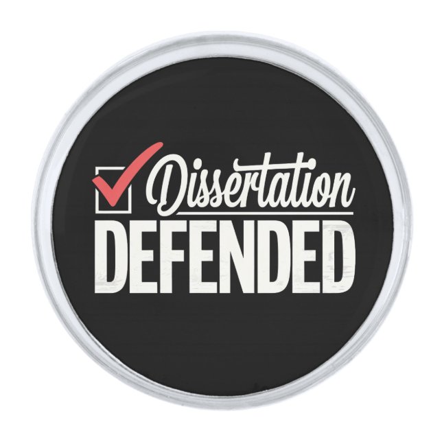 Dissertation Defended PhD Graduate Graduation Silver Finish Lapel Pin (Front)