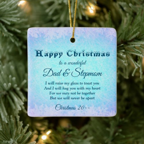 Distance Christmas Dad  Stepmom Ceramic Ornament