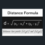 Distance Formula Math Poster<br><div class="desc">Distance Formula Math Poster for Algebra Common Core Mathematics formulas. To edit the back ground or to add/delete text,  choose customize button and find edit option For more math posters visit: www.zazzle.com/mathposters*</div>