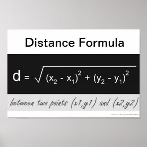 Distance Formula Math Poster