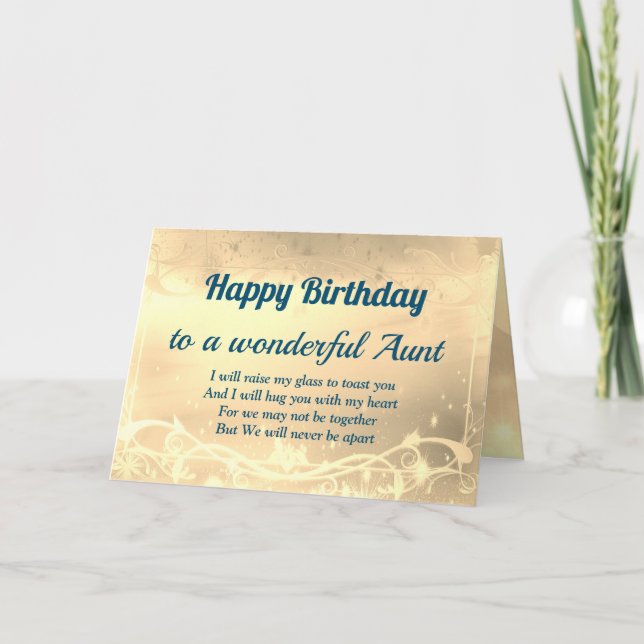 Distance Happy Birthday Aunt Card (Front)