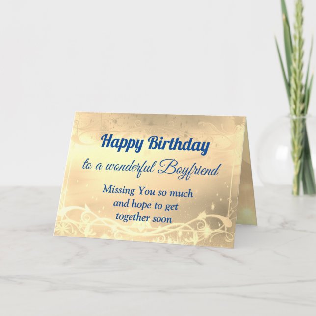 Distance Happy Birthday Boyfriend Card (Front)