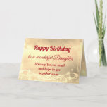 Distance Happy Birthday Daughter Card<br><div class="desc">Luxury Gold Distance Happy Birthday Daughter personalised Greeting Card.</div>