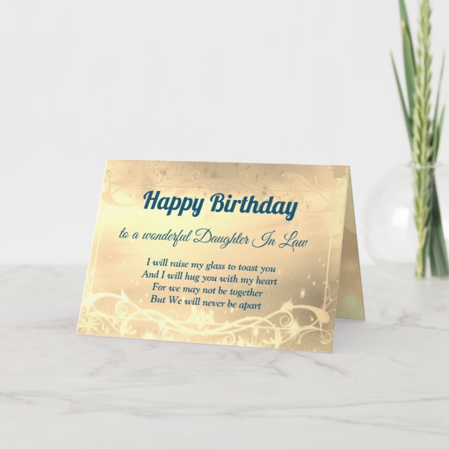 Distance Happy Birthday Daughter In Law Card (Front)