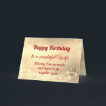 Distance Happy Birthday Wife Card<br><div class="desc">Luxury Gold Distance Happy Birthday Wife personalised Greeting Card.</div>