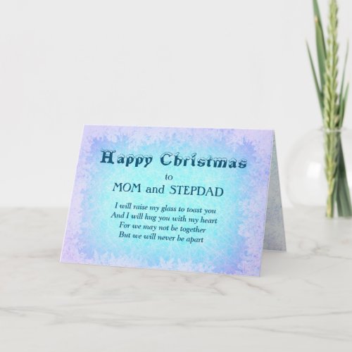 Distance Happy Christmas Mom and Stepdad Card