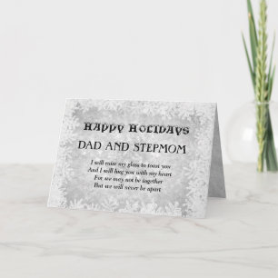 Distance Happy Holidays Dad and Stepmom Card