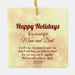 Distance Happy Holidays Mom and Dad Ceramic Ornament