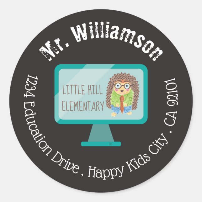 Distance Learning Hedgehog Teacher Envelope Seal (Front)