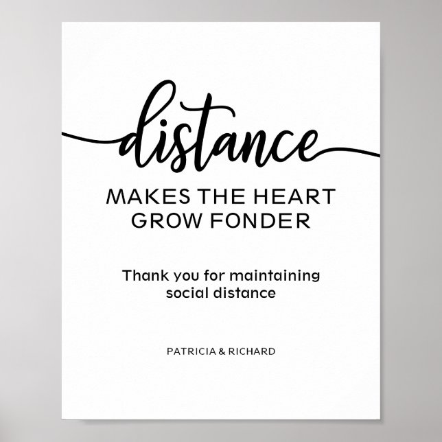 Distance Makes The Heart Grow Fonder Sign (Front)