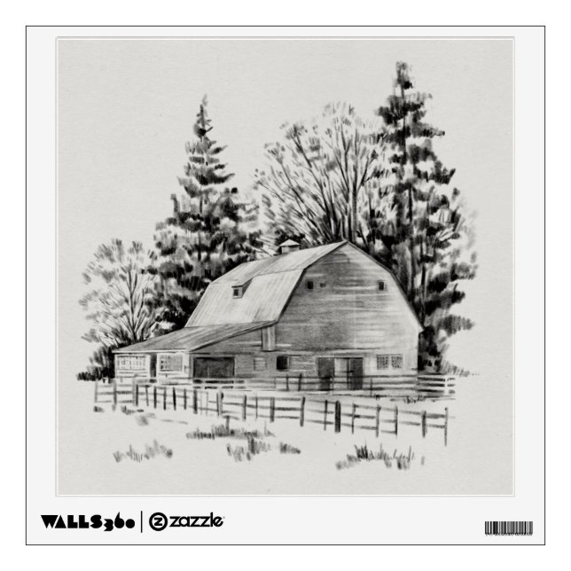 Distant Barn Sketch I Wall Decal (Front)