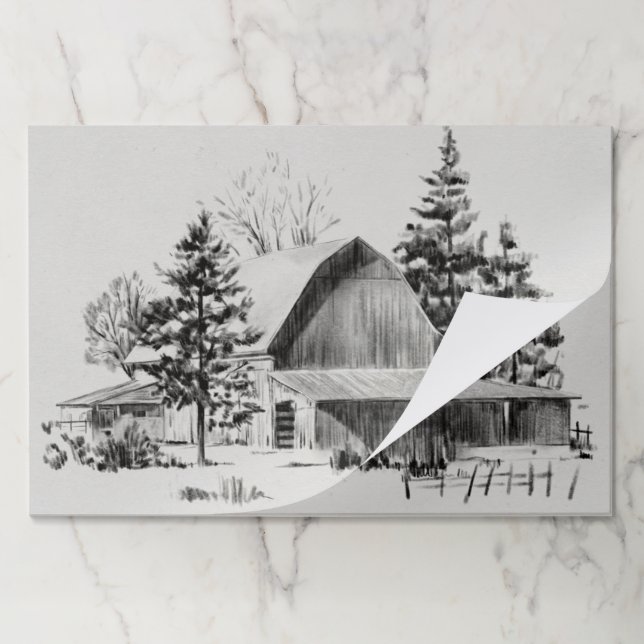 Distant Barn Sketch II Paper Pad (Folded)