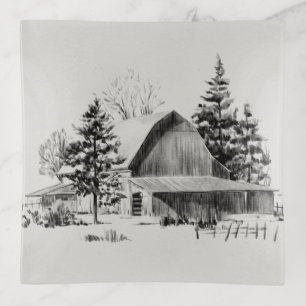 Distant Barn Sketch II Trinket Tray