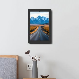 Distant Mountain Peaks Framed Art
