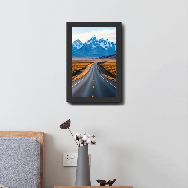 Distant Mountain Peaks Framed Art (Bedside)
