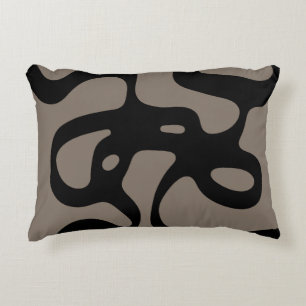 Distant Signals: Abstract Black & Gray Accent Pillow