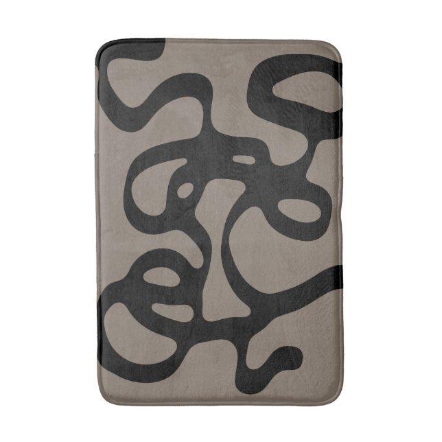 Distant Signals: Abstract Black & Gray Bath Mat (Front Vertical)