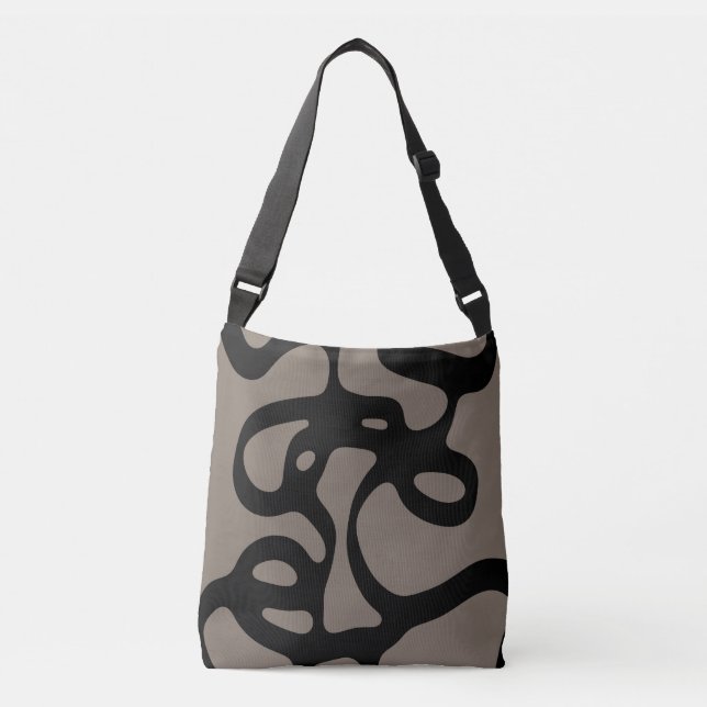 Distant Signals: Abstract Black & Gray Crossbody Bag (Front)