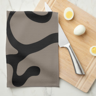 Distant Signals: Abstract Black & Gray Kitchen Towel