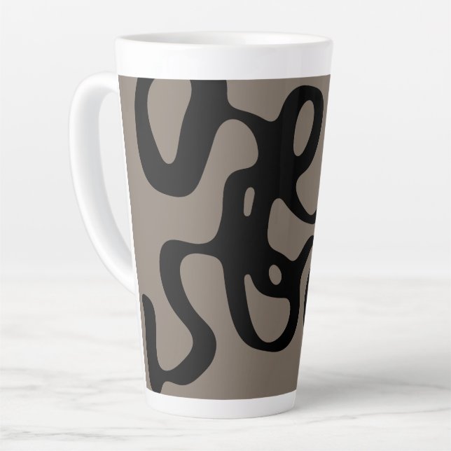 Distant Signals: Abstract Black & Gray Latte Mug (Left Angle)