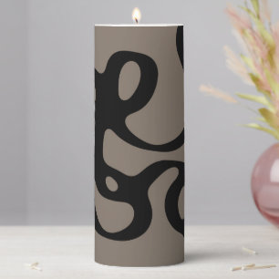 Distant Signals: Abstract Black & Gray Pillar Candle