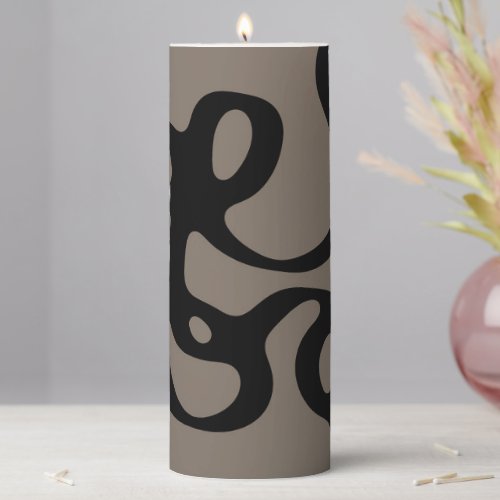 Distant Signals Abstract Black  Gray Pillar Candle