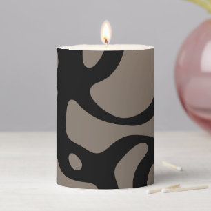 Distant Signals: Abstract Black & Gray Pillar Candle