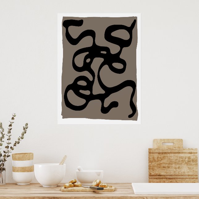 Distant Signals: Abstract Black & Gray Poster (Kitchen)