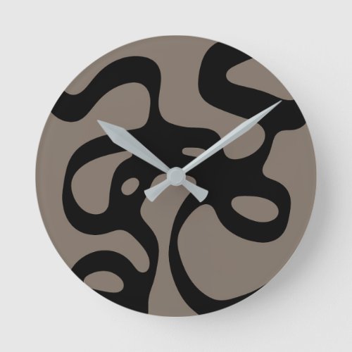 Distant Signals Abstract Black  Gray Round Clock