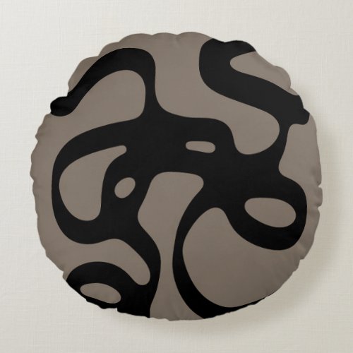 Distant Signals Abstract Black  Gray Round Pillow