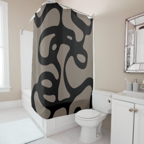 Distant Signals Abstract Black  Gray Shower Curtain