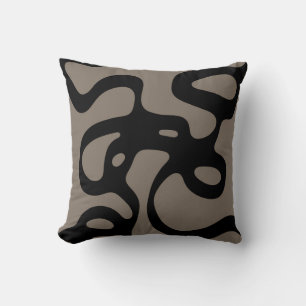 Distant Signals: Abstract Black & Gray Throw Pillow